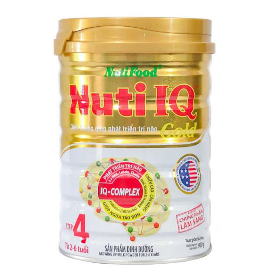 Sữa Bột Nutifood Nuti IQ Gold Step 4 (900g) – DD giúp phát triển trí não (Cho bé 2-6 tuổi)