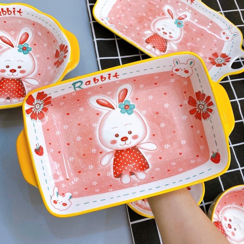 BÁT ĐĨA SỨ RABIT THỎ HỒNG️BÁT ĂN DẶM