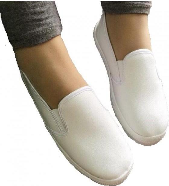 Giày slip on vải trơn màu trắng S171