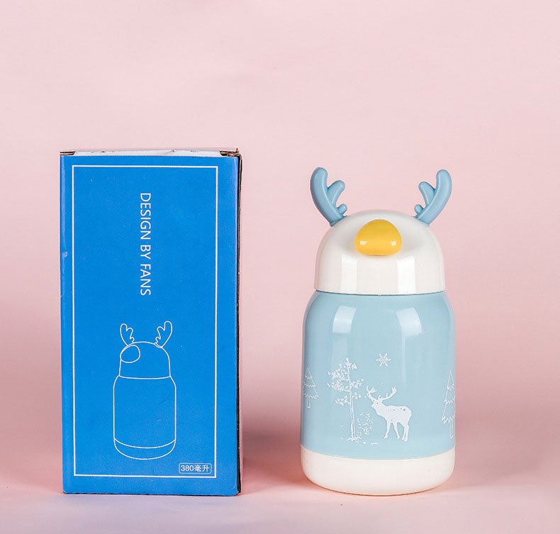Bình Nước Tai Hươu Lõi Thuỷ Tinh Bọc Nhựa 380Ml Tiện Lợi