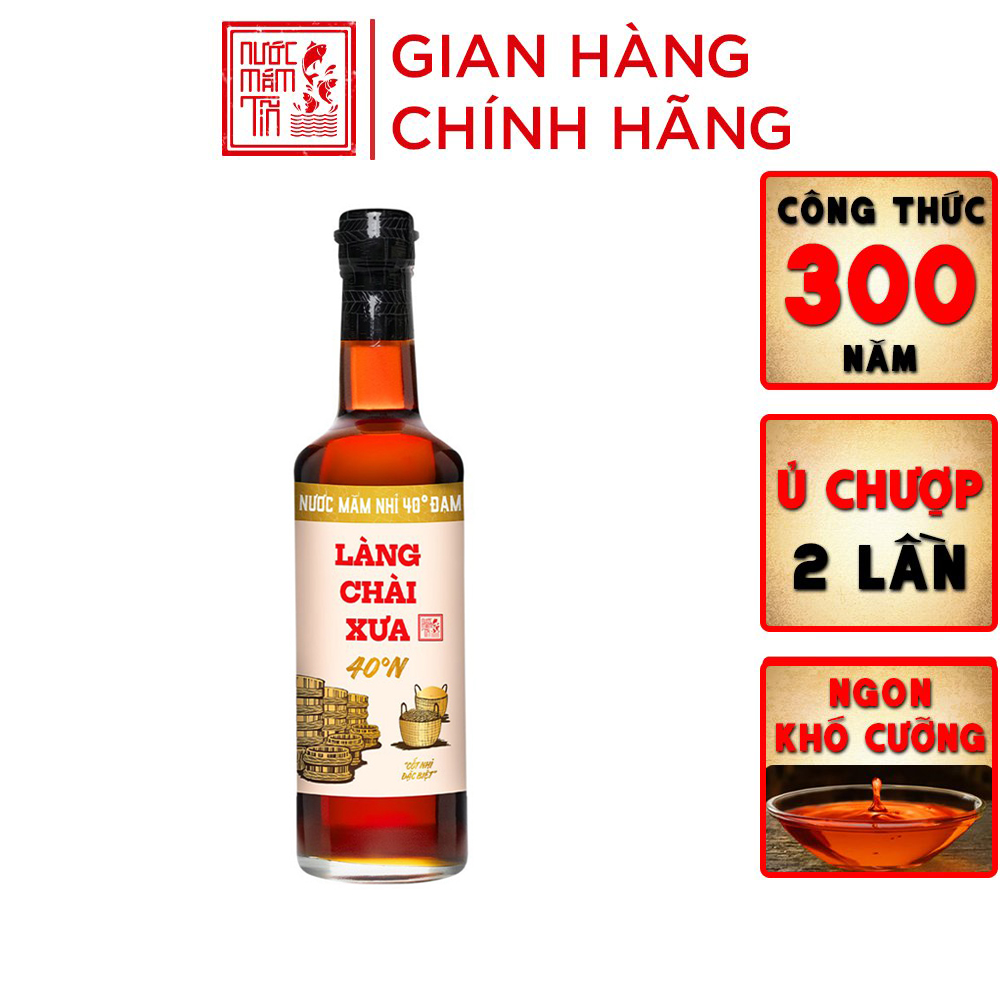 Đặc Sản Phan Thiết - Nước Mắm Nhỉ 40 Độ Đạm Làng Chài Xưa Chai Thủy Tinh 500Ml Ủ Chượp 2 Lần Không Chất Bảo Quản - Nước Mắm Tĩn