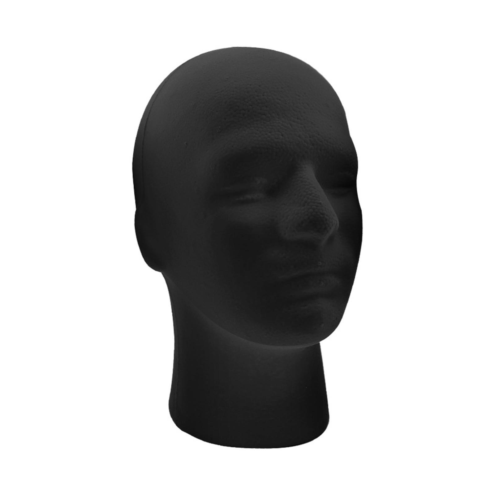 Man'S Head Display Stand Male Stand Model Foam Stable Black Sturdy Round Base Mannequin Head Display Stand for Display Headwear Styling