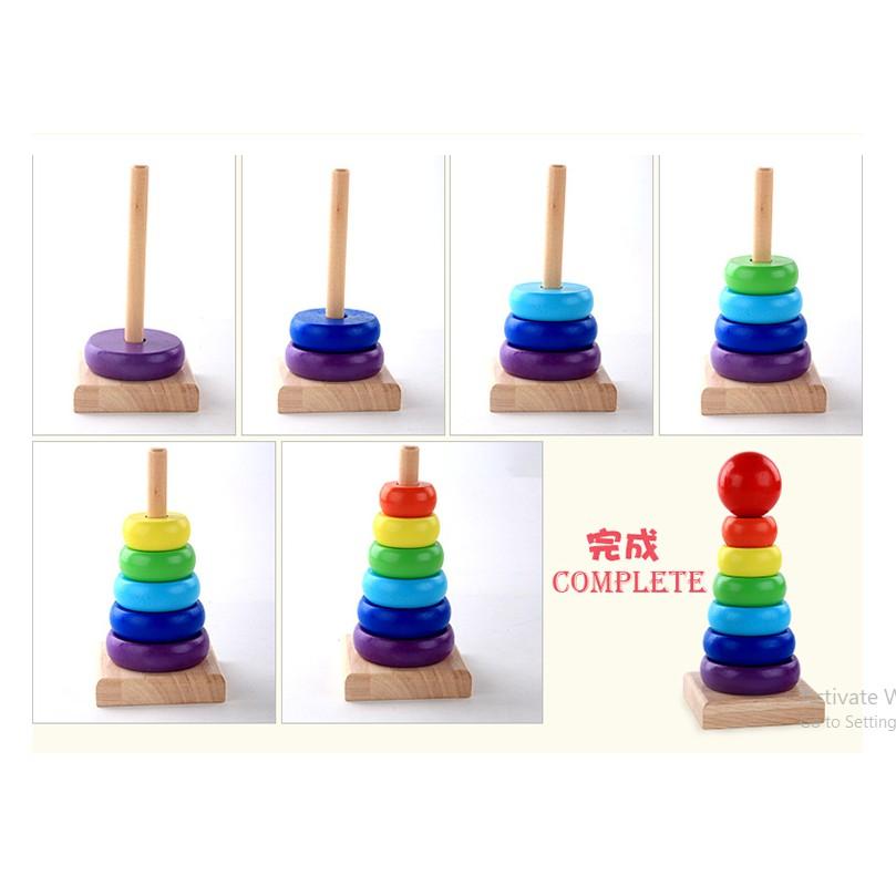 Đồ chơi tháp gỗ cầu vồng cho bé