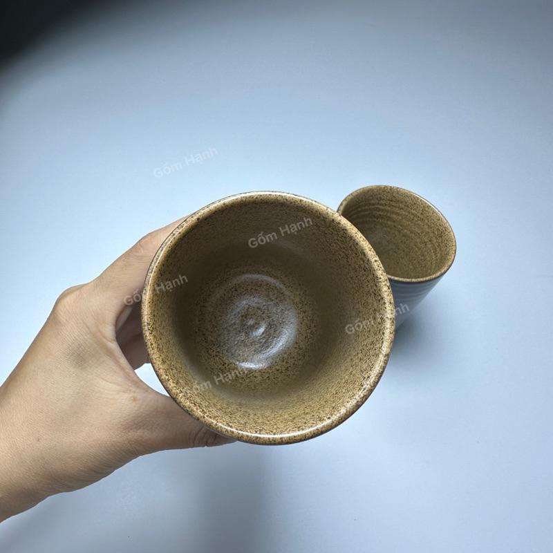 Cốc ly gốm sứ Bát Tràng dáng trụ vintage dung tích 280ml - Cốc Trà Xanh Cốc uống Cafe Trà đá