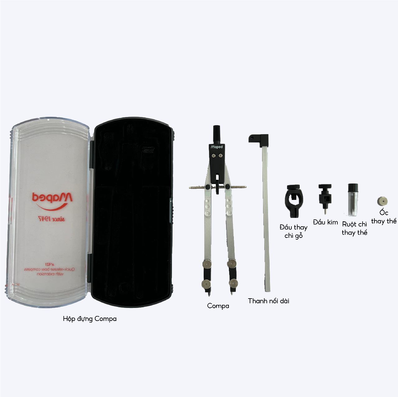 MAPED - Hộp Compa kỹ thuật Metal Bow set 5 -
