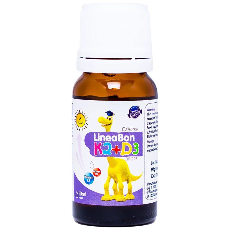 (Tặng bình nước) Vitamin D3K2 Lineabon từ 0-12 tháng tuổi 10ml