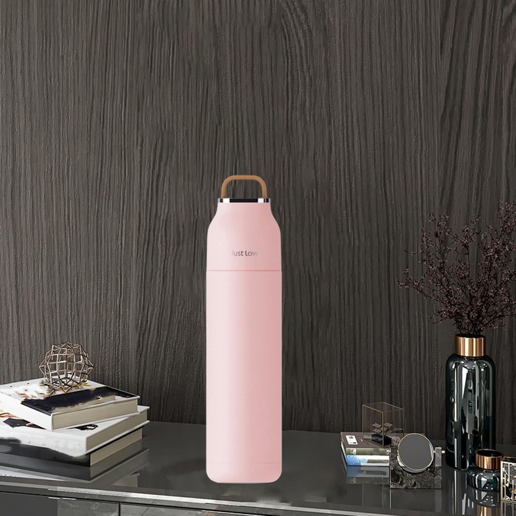 Insulated Cup Tumbler 500ml Silicone Handle 304 Stainless Steel Pink