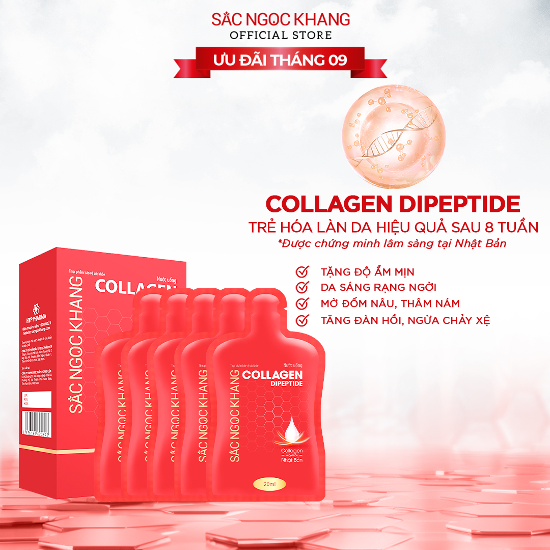 [NEW] Nước uống đẹp da Collagen Dipeptide Sắc Ngọc Khang tinh khiết nhập khẩu từ Nhật Bản, đạt chuẩn hàm lượng hấp thụ nhanh & vượt trội giúp trẻ hóa làn da - săn chắc và sáng mịn