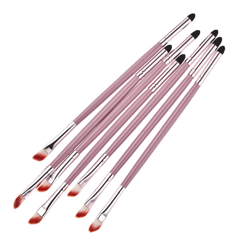 2X Double-end Makeup Brush Sponge Eye Shadow Brush Lip Lipline Brush Pink