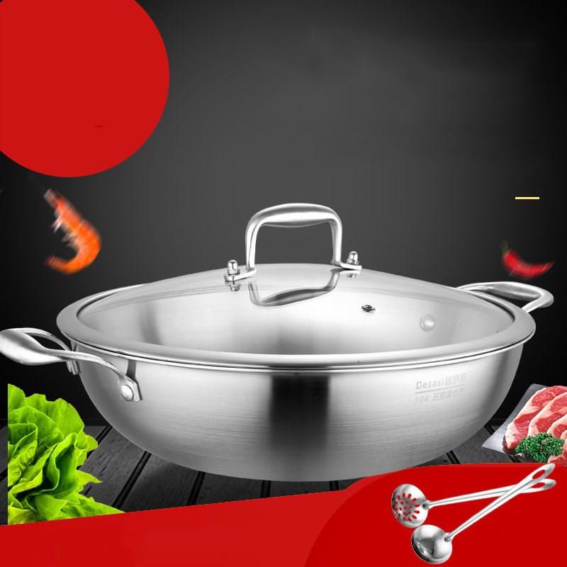 Nồi lẩu um xào inox bếp từ nắp kính