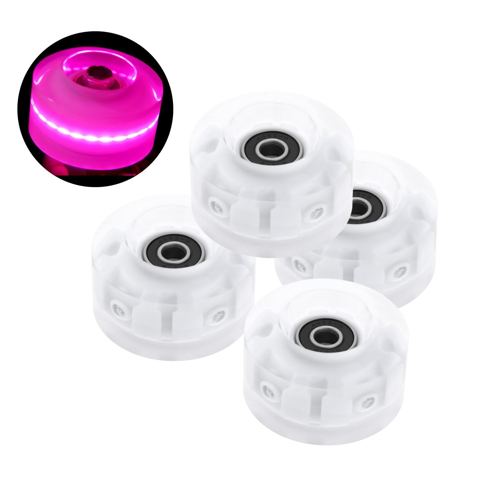 2x4Pack Quad Roller Skate Wheels with Bearings for Double Row Skateboard Pink