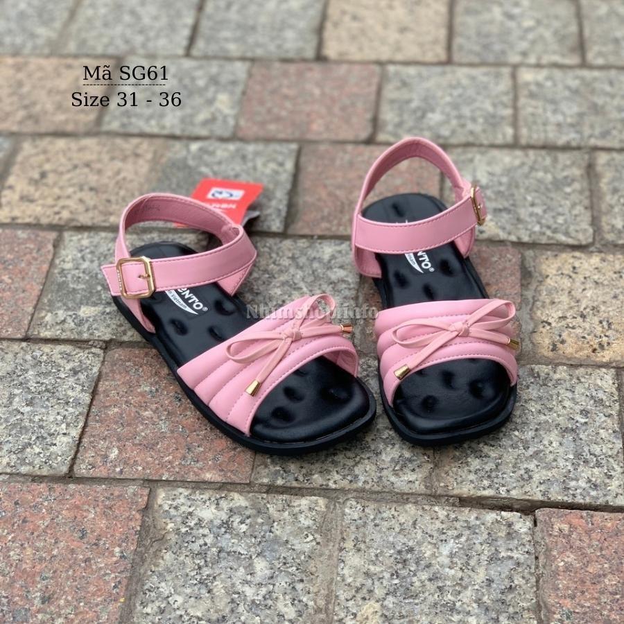 Sandal dép quai hậu bé gái Kento gắn nơ màu hồng duyên dáng và dễ thương cho trẻ em nữ 6 7 8 9 10 11 12 tuổi đi học SG61