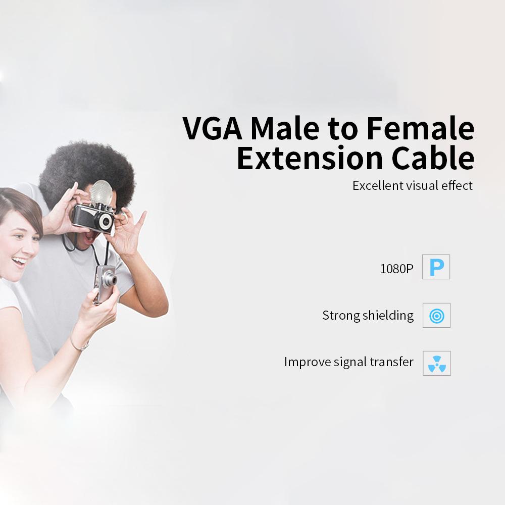 Cáp chuyển đổi VGA Male to Female HD Hỗ trợ 1080P Full HD cho Máy tính xách tay PC Máy chiếu HDTV