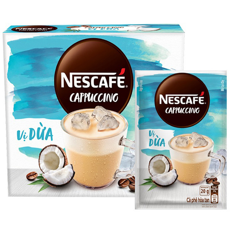 [Tặng 1 Túi du lịch màu ngẫu nhiên] Combo 4 hộp Cà phê hòa tan NESCAFÉ Cappuccino