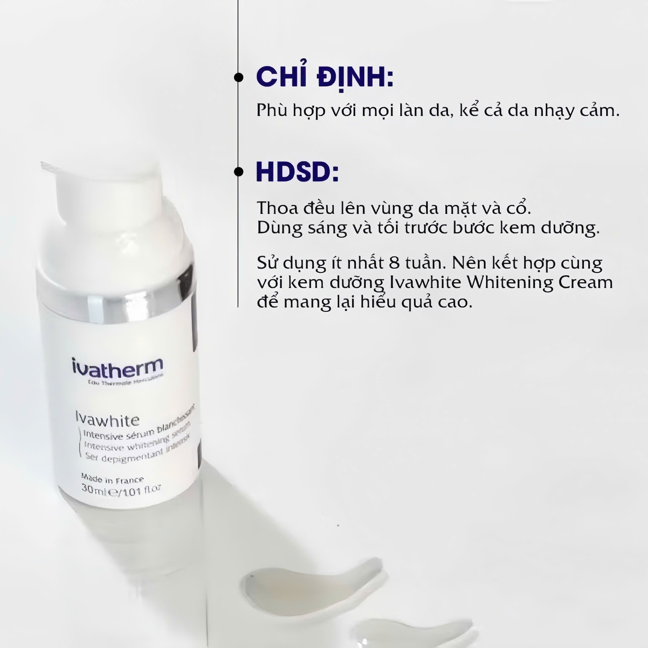 Serum Ivatherm Ivawhite Serum Hỗ Trợ Cải Thiện Nám Làm Sáng Da 30ml