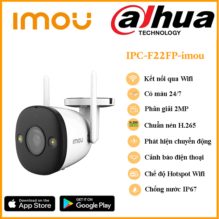 Camera imou Bullet 2E IPC-F22FP Fullcolor 2.0 Megapixel có màu ban đêm - hàng chính hãng