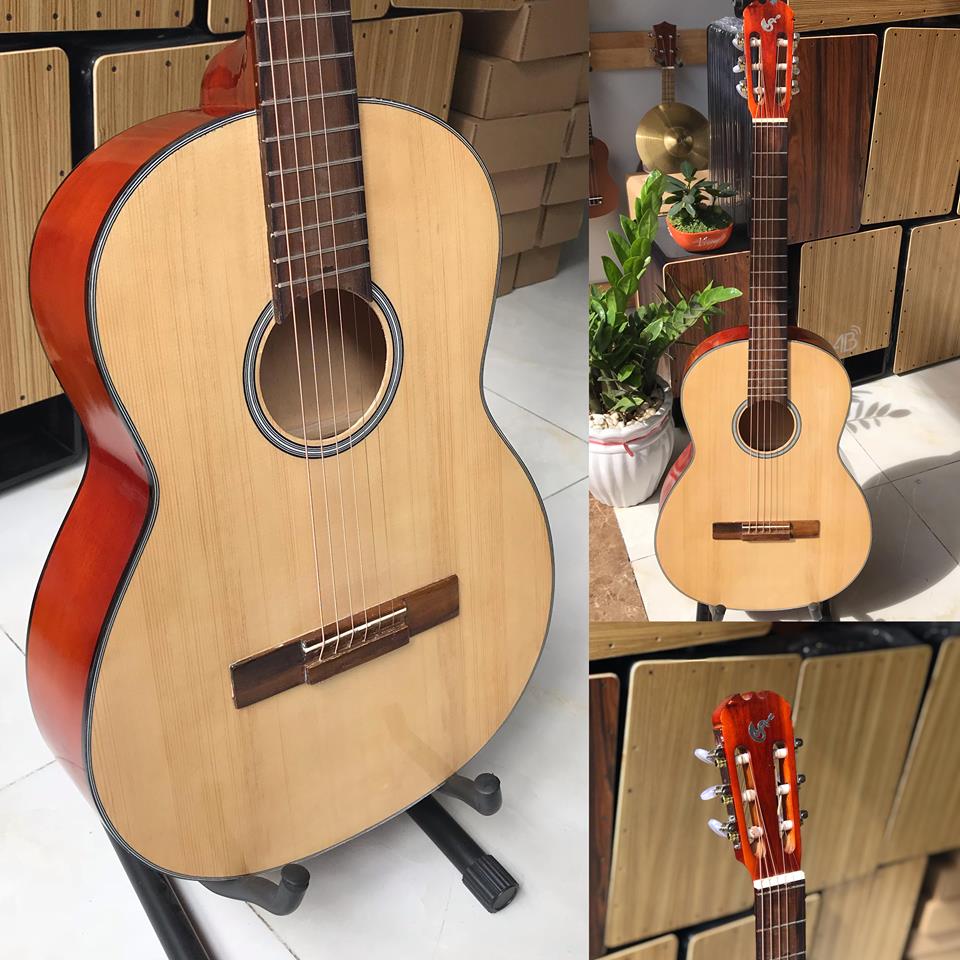 Đàn guitar classic SV-C1 mặt gỗ thông có ty chống cong- Dáng tròn số 8 - Đặt hàng tặng 7 phụ kiện - Bảo hành 12 tháng