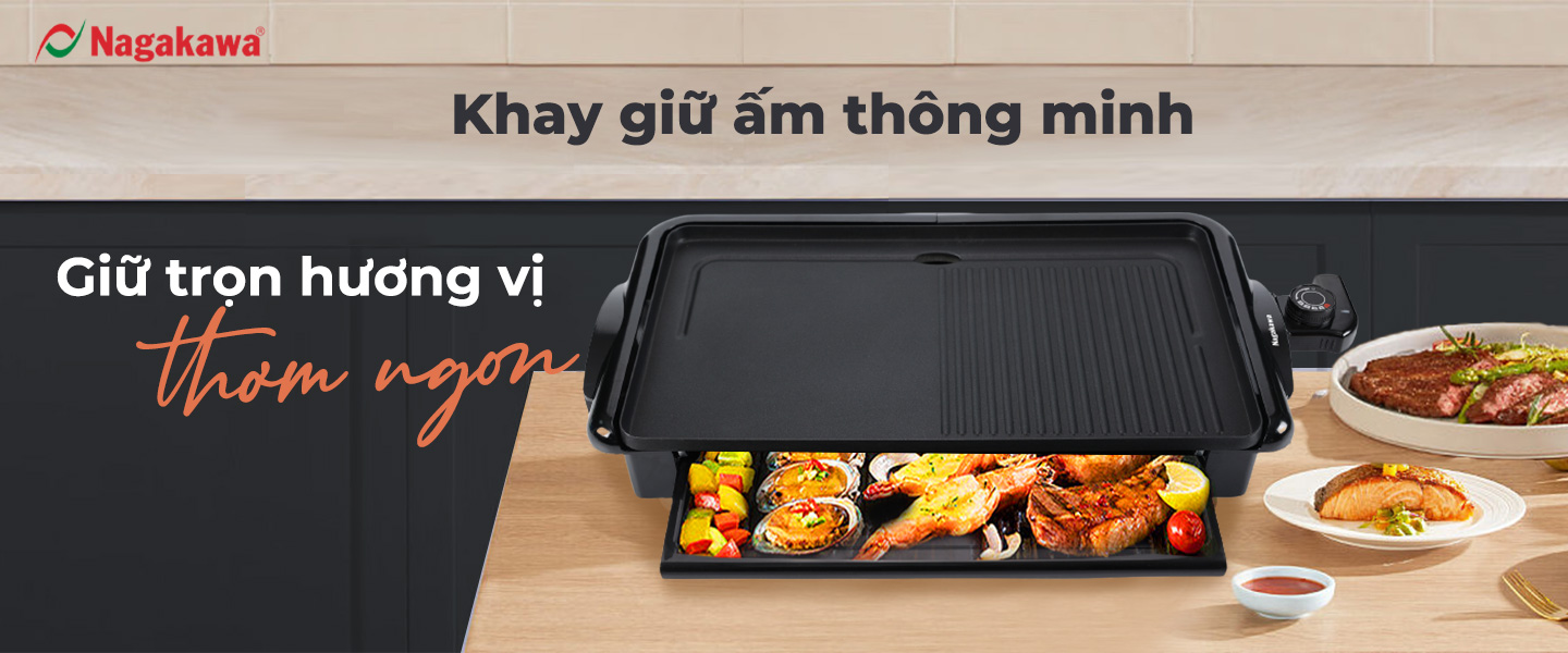 [HỘP QUÀ TẾT] Bếp nướng điện Nagakawa NAG3105 (2000W) - Bảo hành 1 năm - Hàng chính hãng