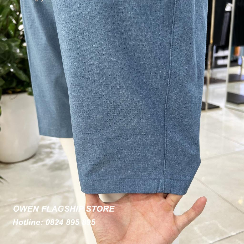 Quần short tây nam owen sợi Nano thoáng mát màu xanh nhạt SW231424