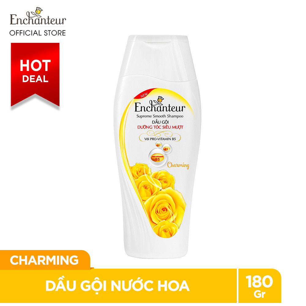 [Hộp Quà Enchanteur Charming] Dầu gội nước hoa Enchanteur Charming nồng nàn duyên dáng dưỡng tóc siêu mượt 180gr và Sữa tắm nước hoa dưỡng da Enchanteur Charming nồng nàn duyên dáng mịn màng quyến rũ 180gr