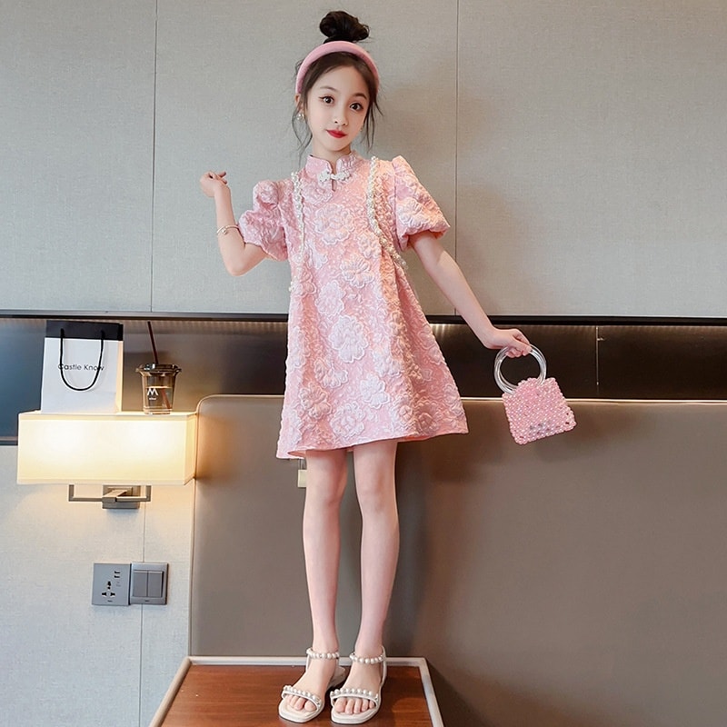 Đầm công chúa sườn xám cổ trang cho bé gái diện lê tết năm mới đẹp size 100-170 hàng Quảng Châu