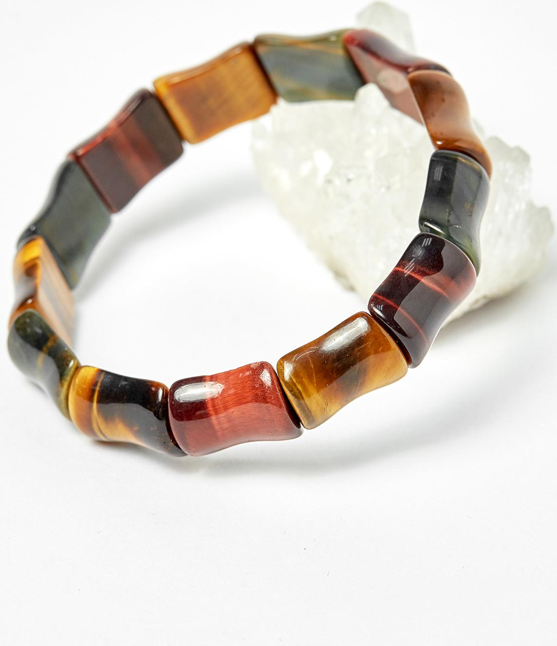 Vòng thạch anh mắt hổ tam tài bản đốt trúc 15x13mm - Ngọc Quý Gemstones
