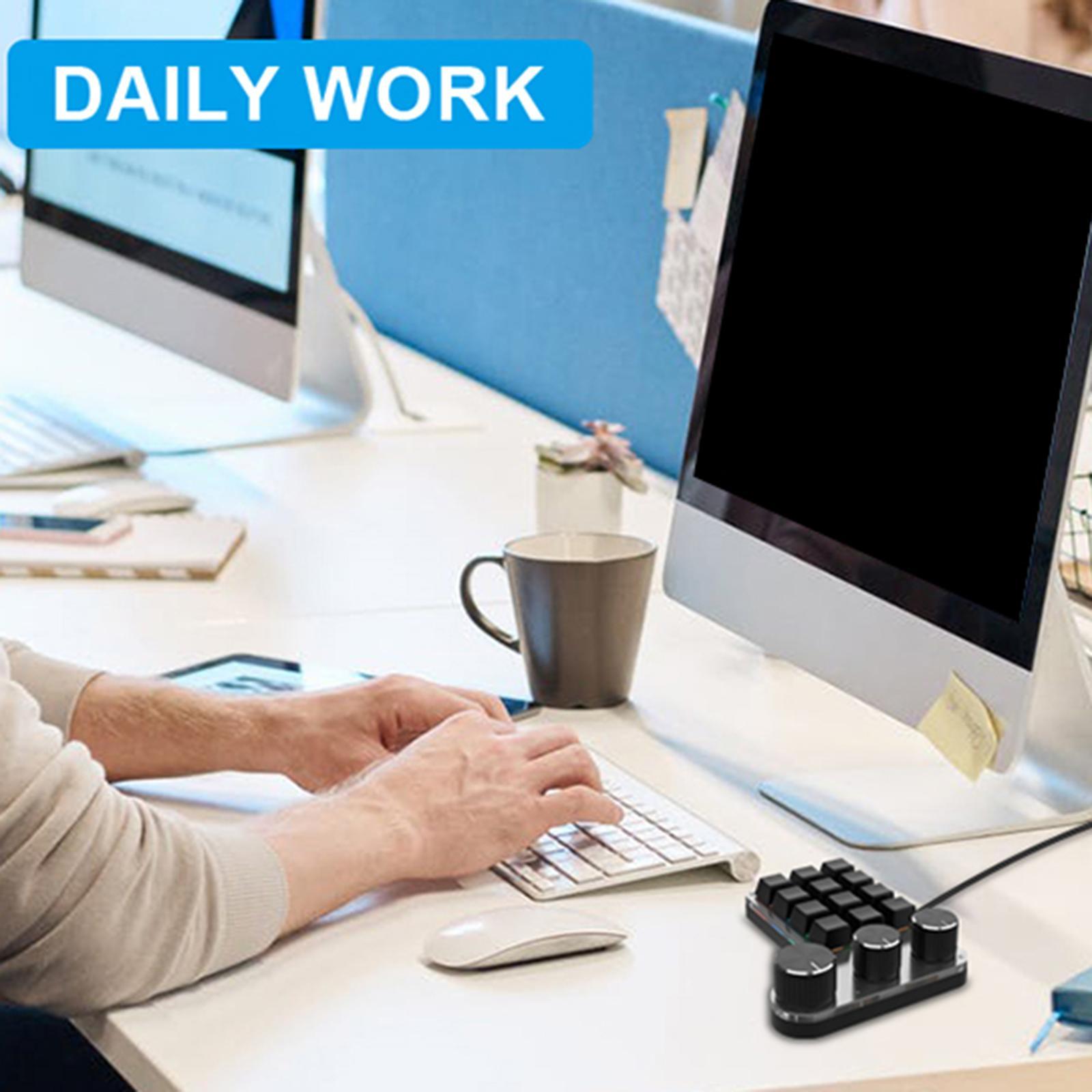 Portable Numeric Keypad 9 Keys 3 Knob Program RGB for PC Laptop Tablet