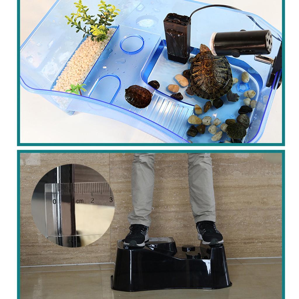 2 Pieces Plastic Reptile Terrapin Tortoise Turtle Tank Vivarium Feeding Box