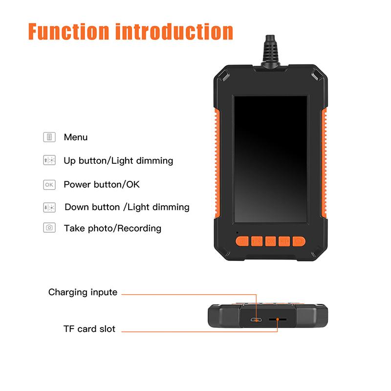 Máy ảnh kiểm tra nội soi công nghiệp 3,9mm/8 mm Máy ảnh kiểm tra borescope 4.3 '' Màn hình 1080p HD Camera với 6 đèn LED 2600AMH pin