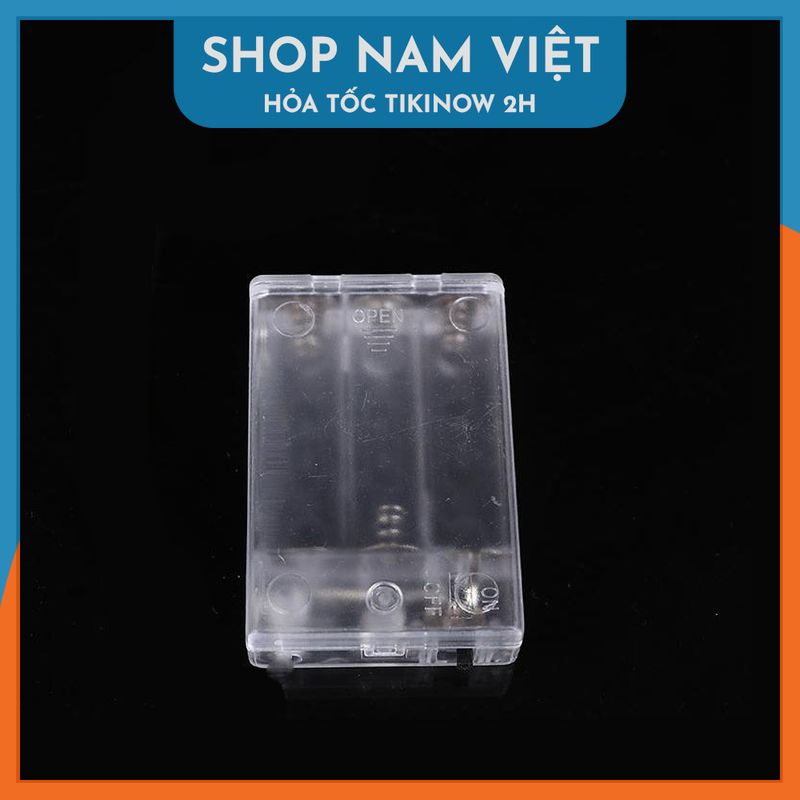 Hộp Đựng Pin AA Có Công Tắc Bằng Nhựa Trong Suốt