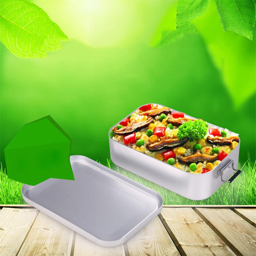 Nhôm Bento Box Thực phẩm container đúp Tai Buckle Bộ đồ ăn