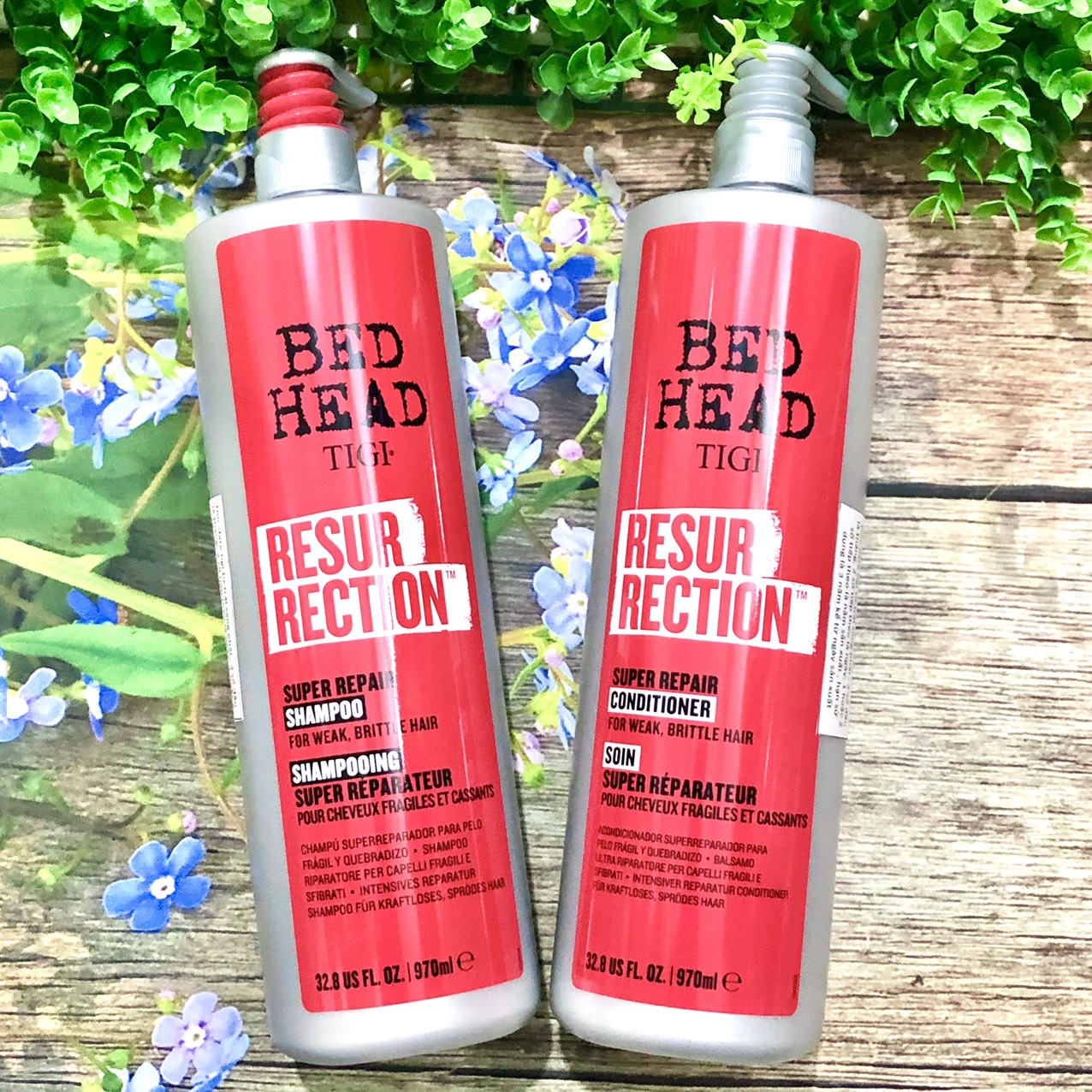 BỘ DẦU GỘI XẢ TIGI BED HEAD RESURRECTION SUPER REPAIR PHỤC HỒI TÓC HƯ TỔN MỀM MƯỢT MÀU ĐỎ USA 970ML*2 NEW