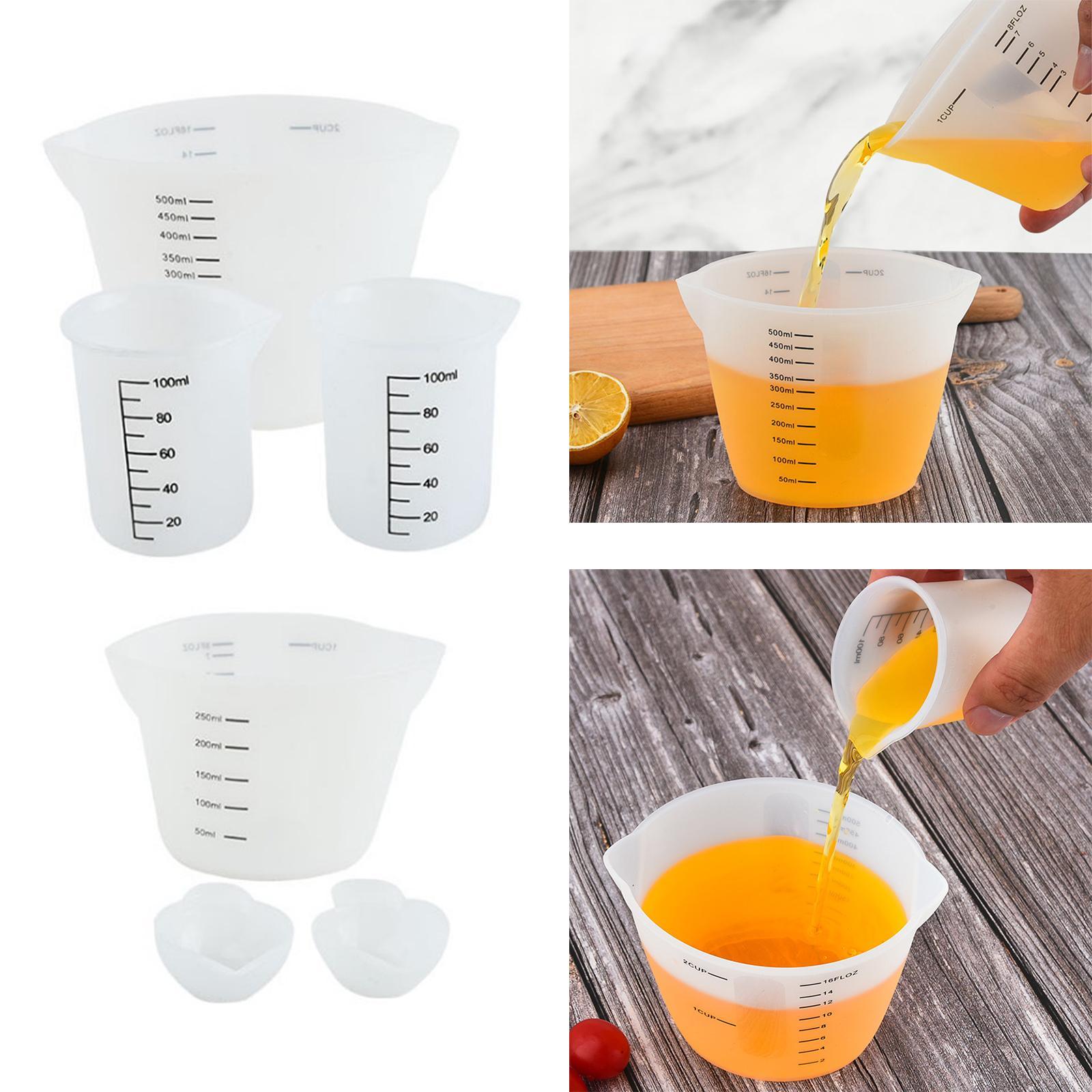 6x Silicone Measuring Cups Set for Epoxy Resin Silicone Mixing Cups for Resin Reusable Precise Scale for Epoxy Resin, Casting Molds, Jewelry Making