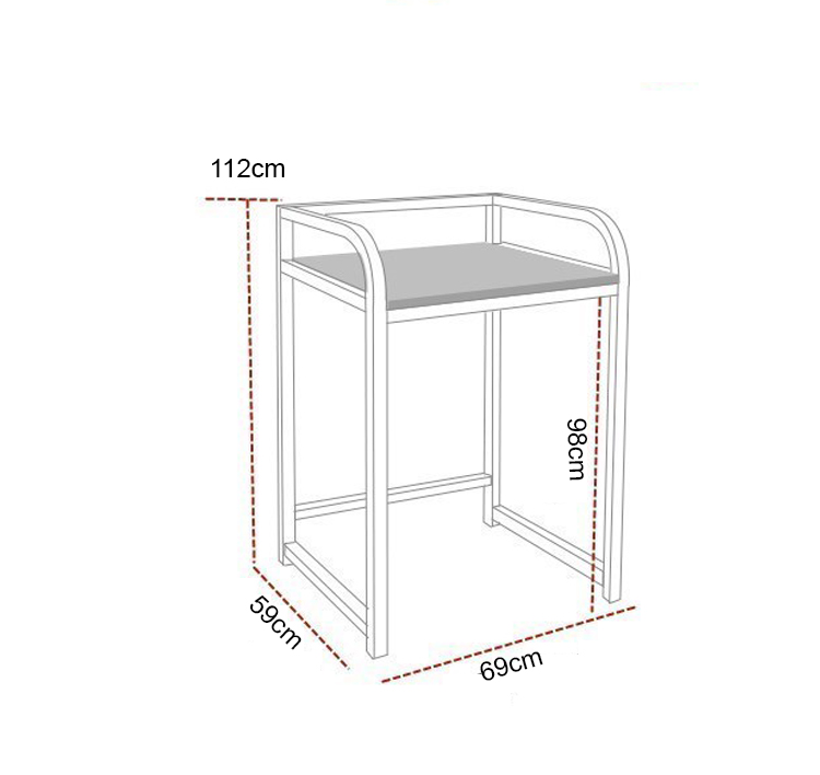 Kệ máy giặt 1 tầng KMG04 cho máy cửa trước, loại mặt gỗ chống nước, kiểu khung thép sơn tĩnh điện chống bong tróc, hàng được sản xuất tại Việt Nam