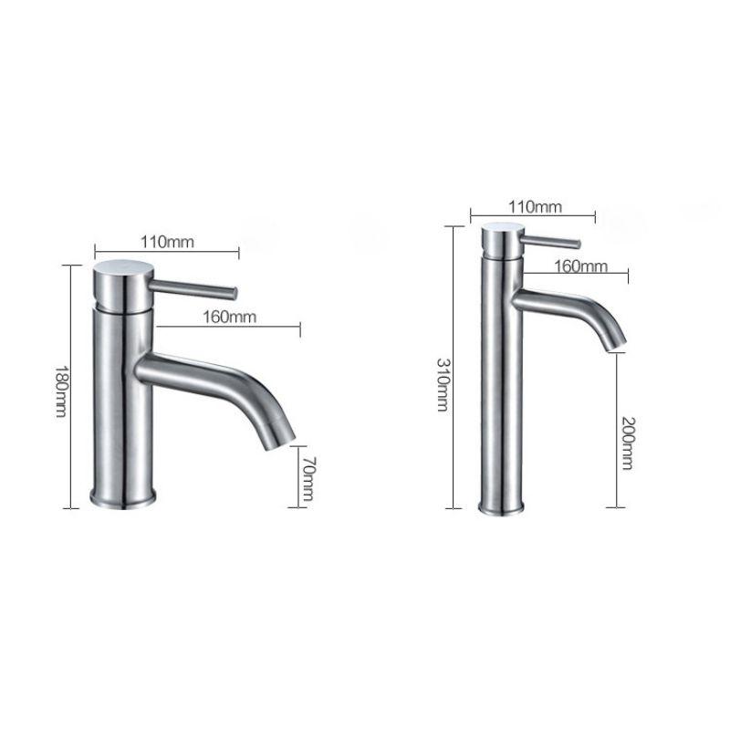 Vòi lavabo nóng lạnh dương bàn inox 304