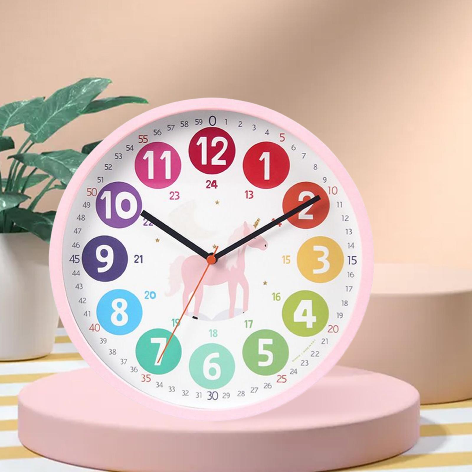 10" Telling Time Teaching Clock Wall Clock for Playroom Kids Children