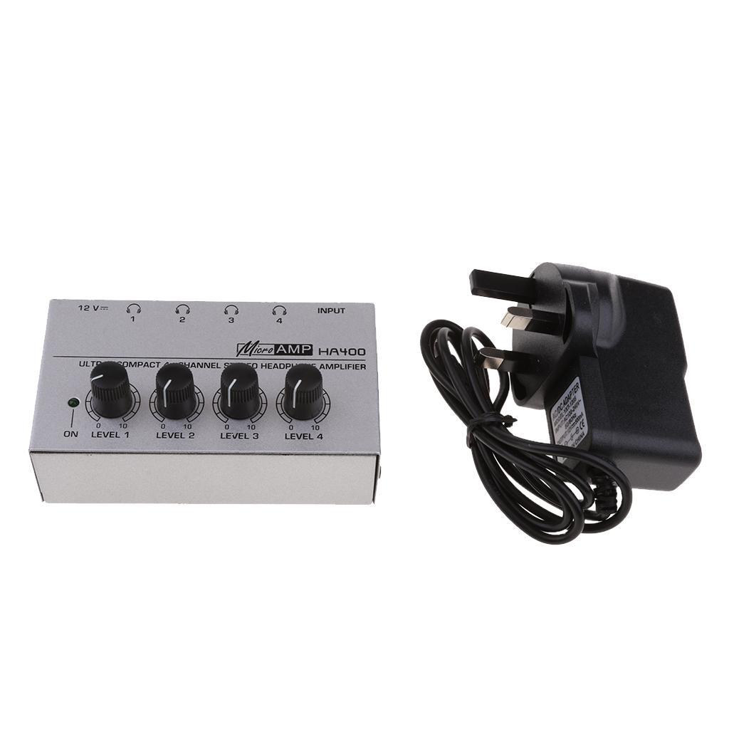 UK Plug Audio Amplifier Compact 4-channel Stereo Headphone