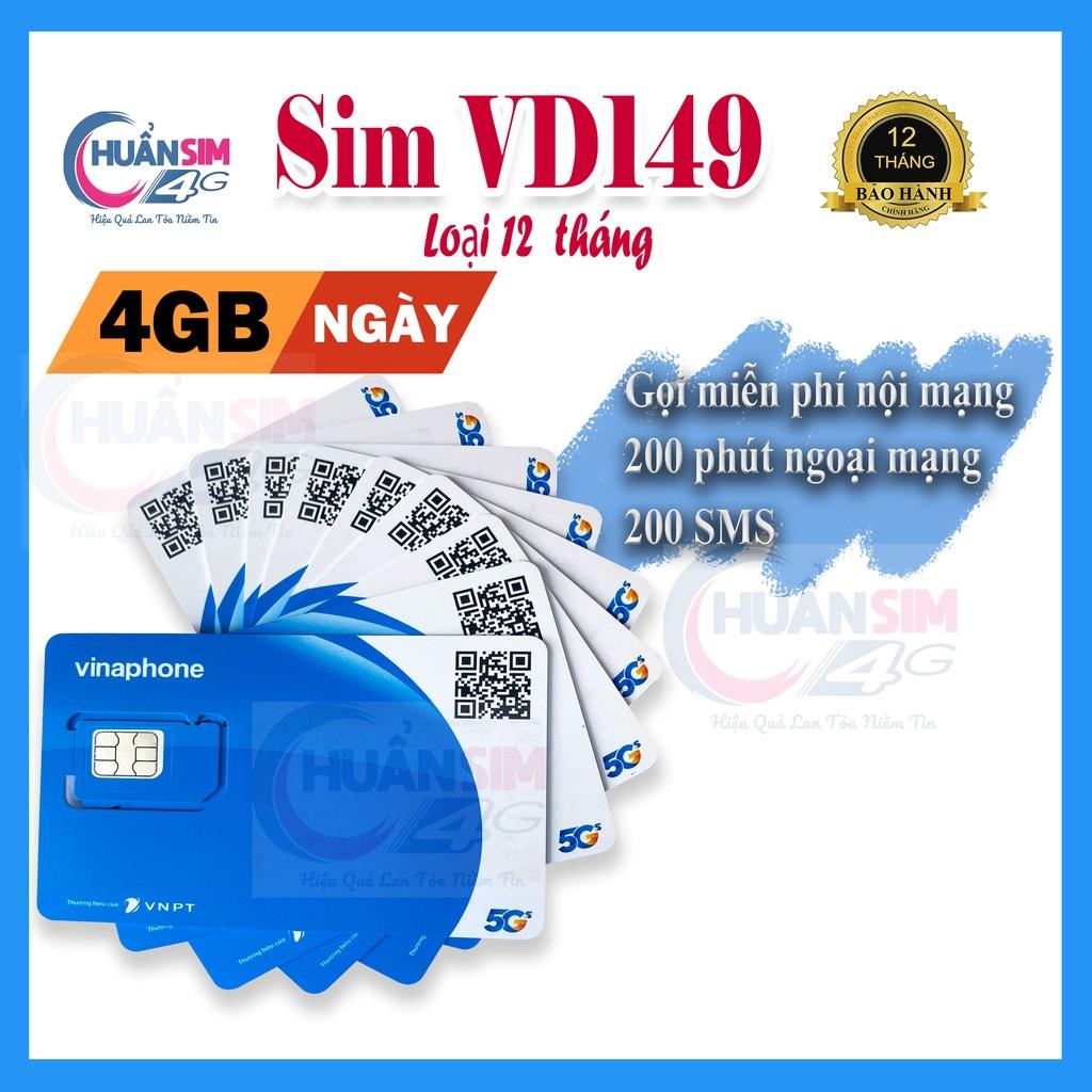 Sim VD149 1 năm VinaPhone 4G - 1440GB - Miễn phí cuộc gọi -  tin nhắn- Hàng Chính Hãng