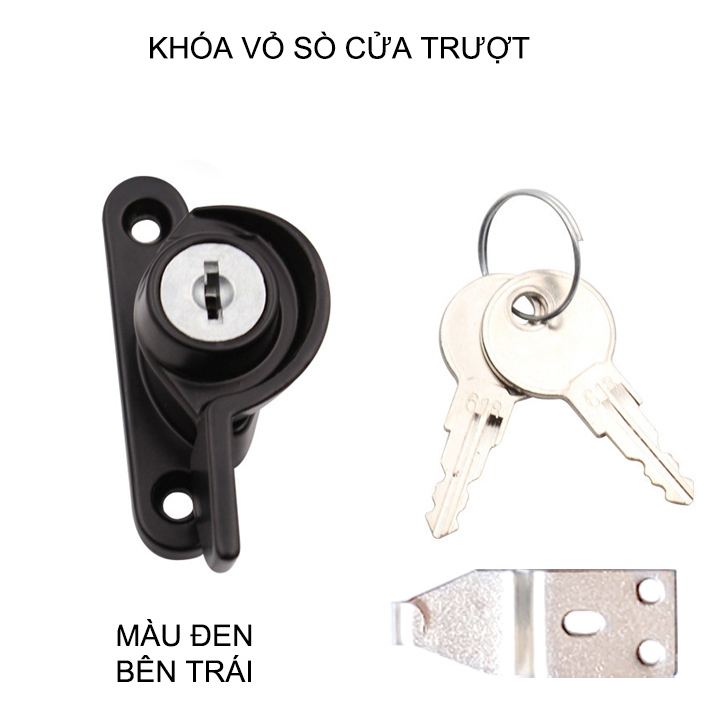 01 Khóa cửa vỏ sò bằng hợp kim kẽm, dùng cho cửa sổ trượt, lùa kèm 2 chìa khóa