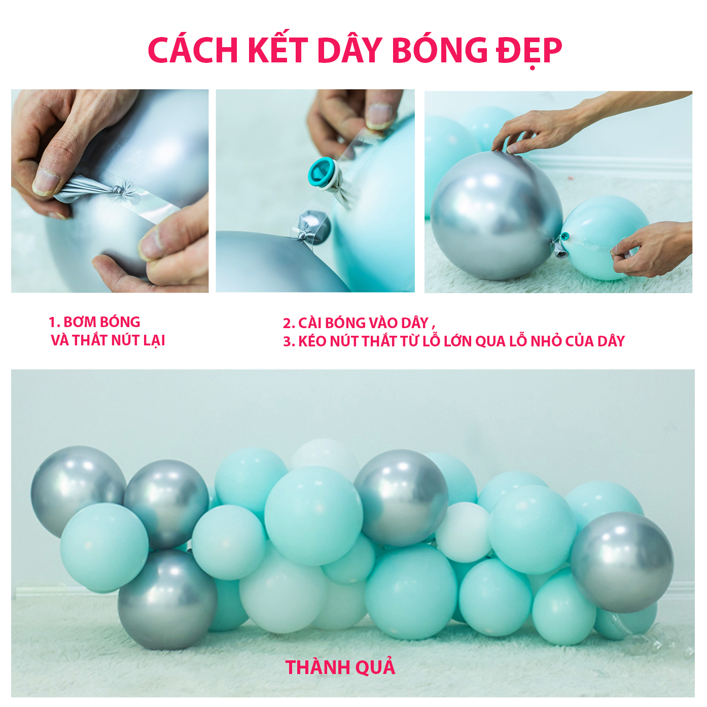 Sét bóng trang trí sinh nhật nàng tiên cá cho bé gái