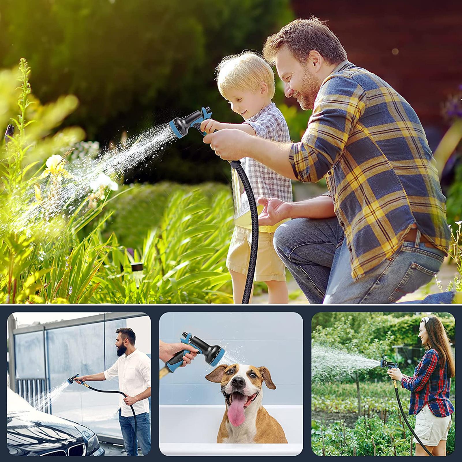 100FT Garden Hose Expandable Hose Flexible Water Hose with Spray Nozzle Car Wash Hose with Solid Brass Connector Leakproof Lightweight Expanding Pipe for Watering and Washing
