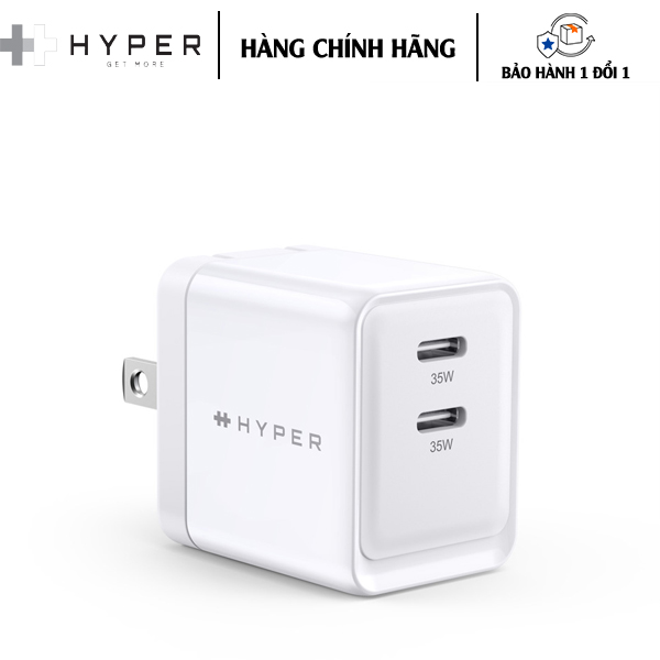 SẠC NHANH IPHONE 14 I 13 I 12 HYPER GAN II DUAL USB-C PPS 33W / PD 35W Dành Cho iPhone 14/13/12 Series - Hàng Chính Hãng