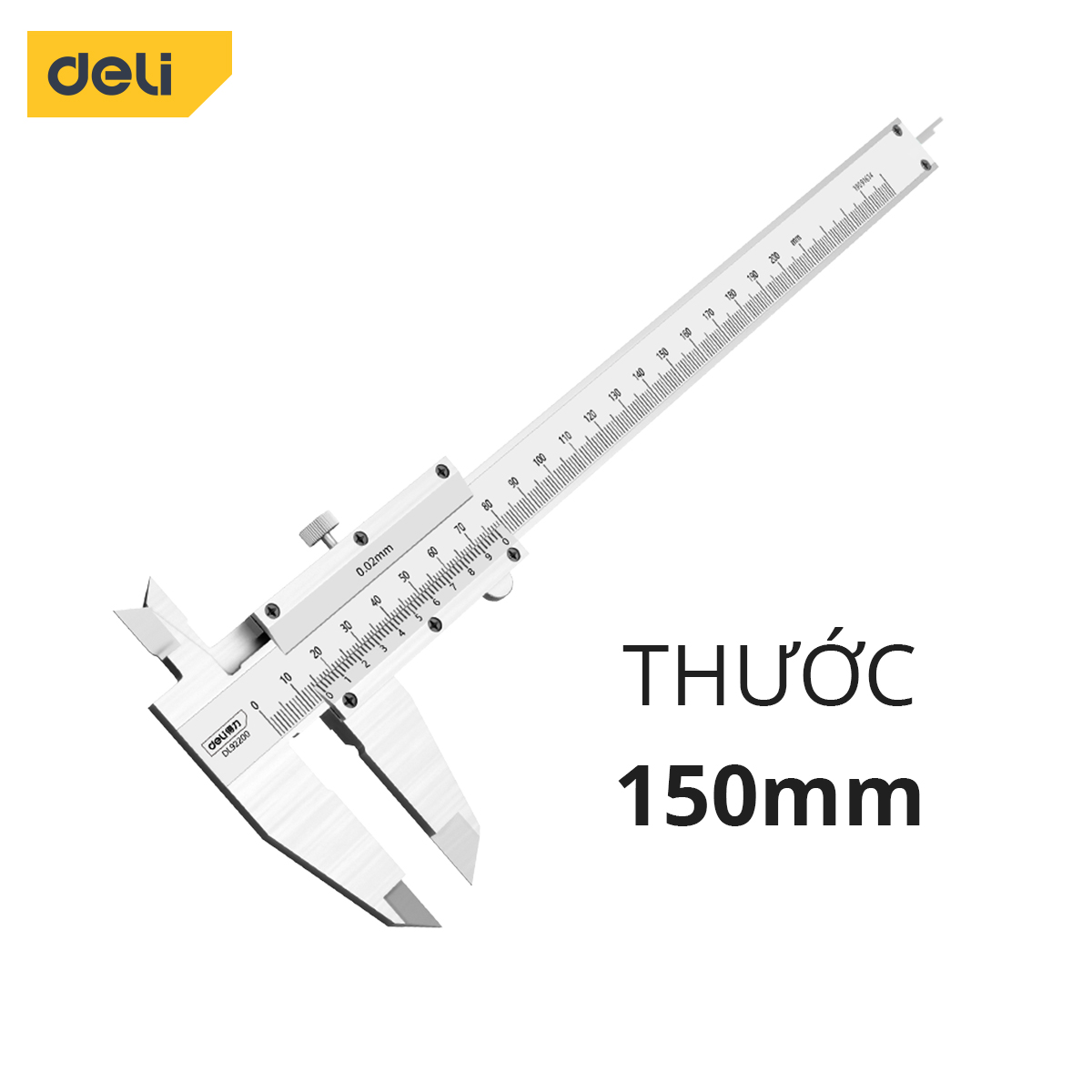 Thước Kẹp Cơ Deli 150mm - 200mm - Chất Liệu Thép Cacbon Siêu Bền Chống Mòn Gỉ, Độ Chính Xác Cao - DL92200