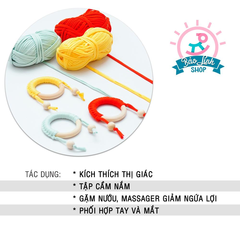 Đồ chơi cho trẻ sơ sinh 3-6 tháng - Vòng gỗ handmade tập cầm nắm, gặm nướu giảm ngứa lợi (Mẫu 18)