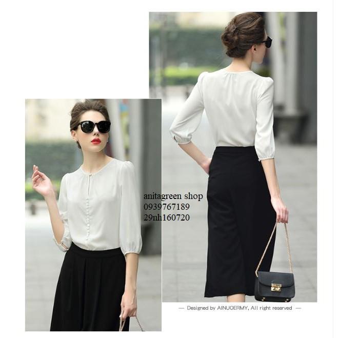 Nh160720-SƠ MI NỮ CÔNG SỞ ĐÍNH NÚT