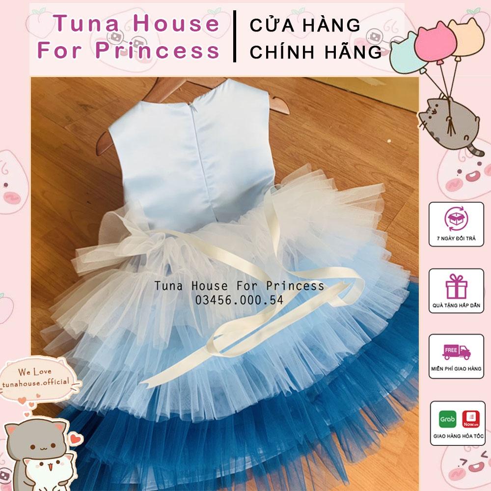 Váy đầm xoè công chúa thiết kế cho bé gái Kali nhiều tầng tone xanh - Tuna House For Princess