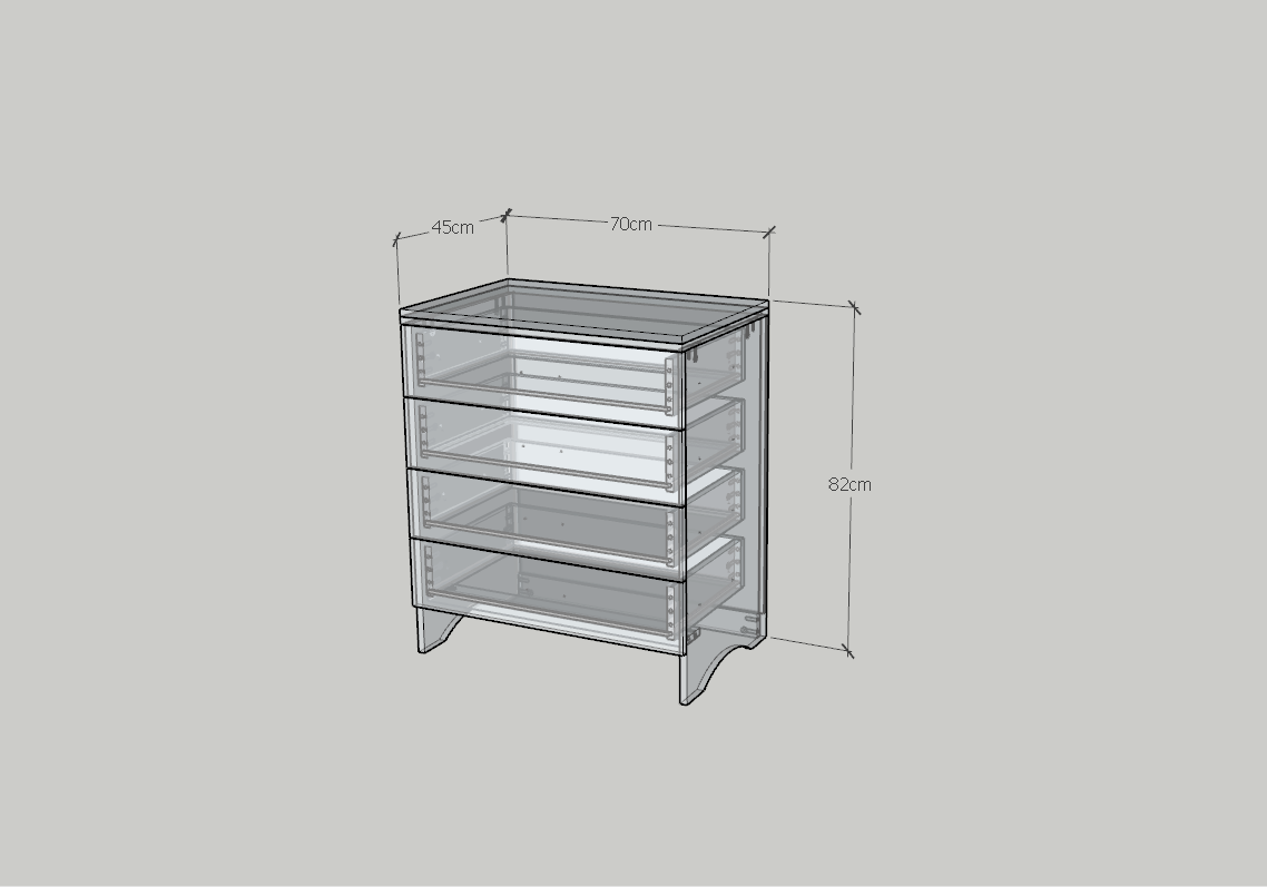 HAPPY FURNITURE , Tủ lưu trữ 4 ngăn kéo - CHEVY, THK_261 , 70cm x 45cm x 82cm DxRxC