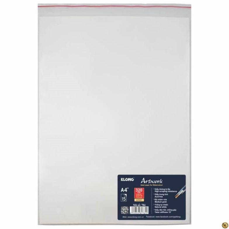 Giấy vẽ màu nước A4+ - 320 GSM - 25% cotton - 15 tờ/tập MS: 784