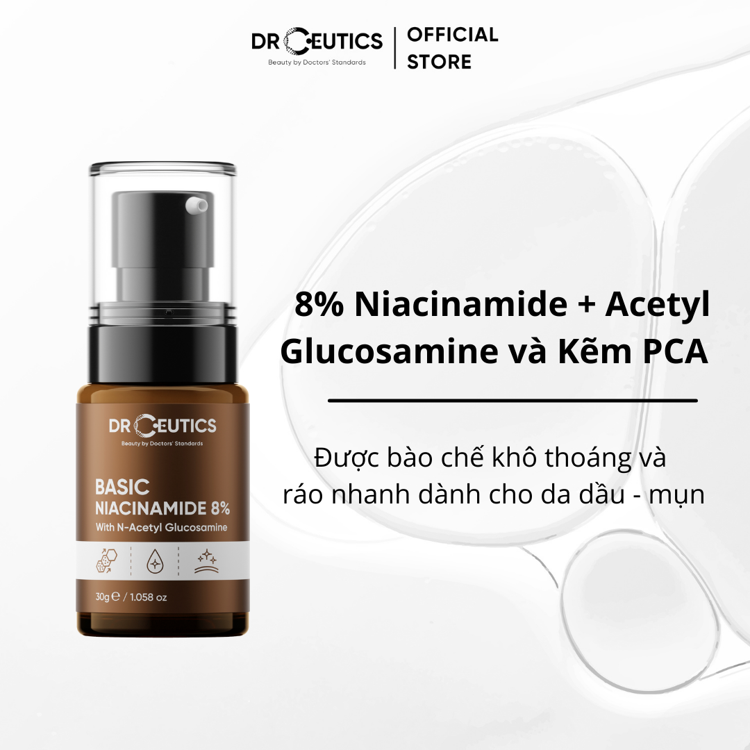 Tinh Chất Niacinamide Basic 8% DrCeutics Cho Da Dầu Mụn