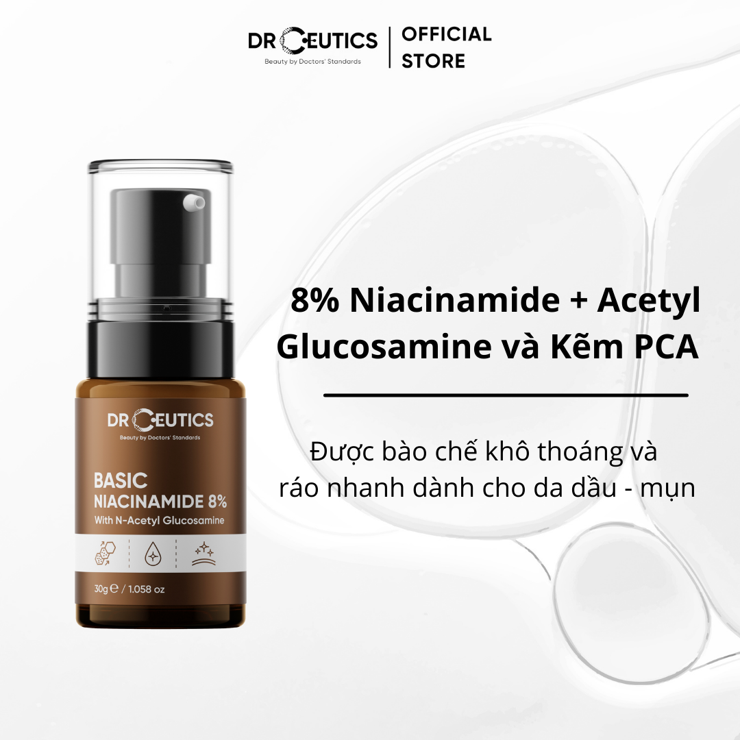 Tinh Chất Niacinamide Basic 8% DrCeutics Cho Da Dầu Mụn 